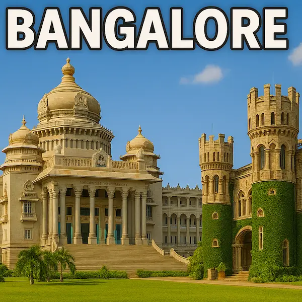 Bangalore cityscape with Vidhana Soudha and modern architecture